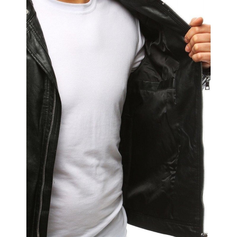 Pánska čierna kožená bunda (tx2627)
