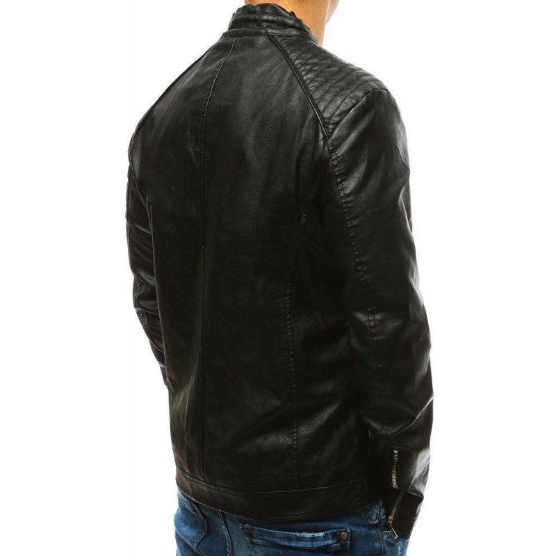 Pánska čierna kožená bunda (tx2627)