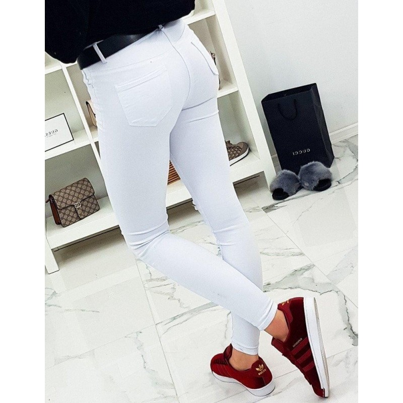 Biele dámske nohavice (uy0162)