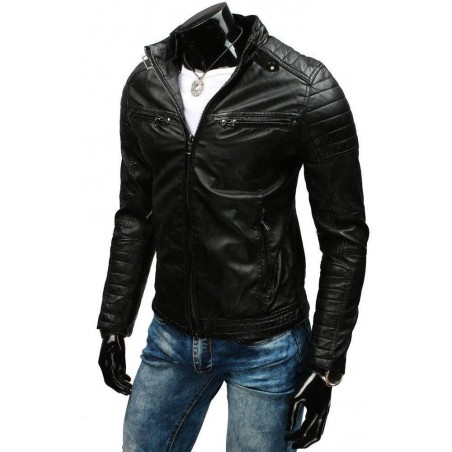 Pánska čierna kožená bunda (tx1660A)