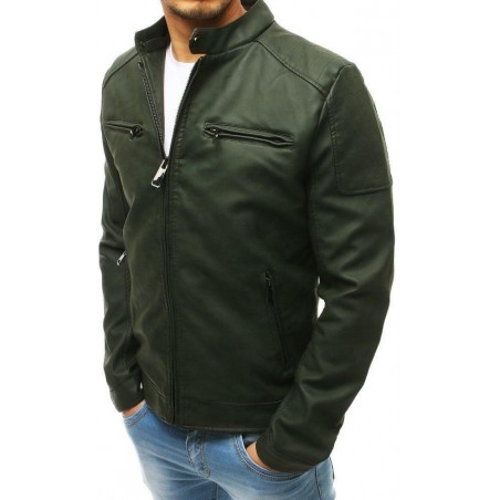 Zelená kožená bunda pre pánov (tx2657)