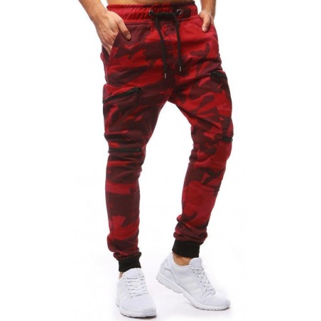 Kapsáčové pánske nohavice jogger (ux1254) - maskáčové červené