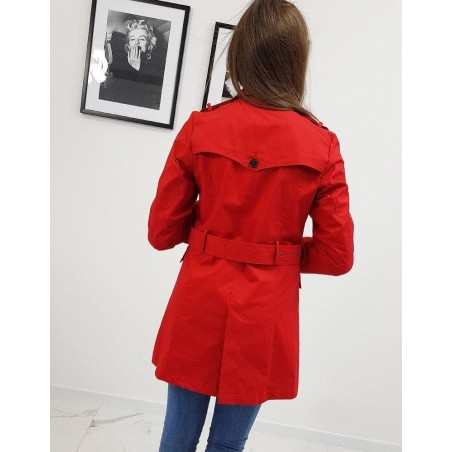 Dámsky dvojradový plášť (ny0260) - červený