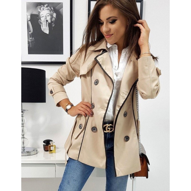 Krémový elegantný kabát (ny0255)