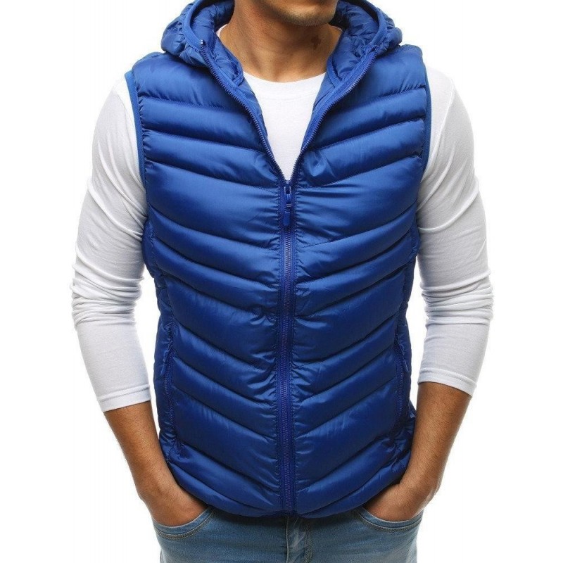 Prešívaná pánska vesta s kapucňou (tx2663) - modrá