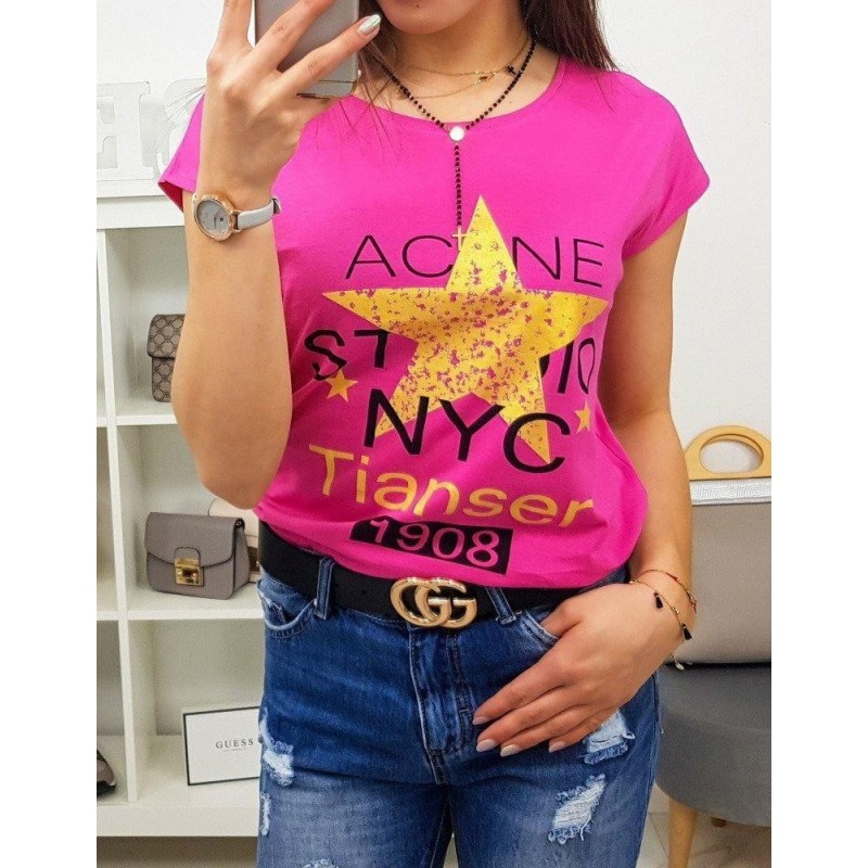 Tričko s potlačou STAR (ry0868) - ružové