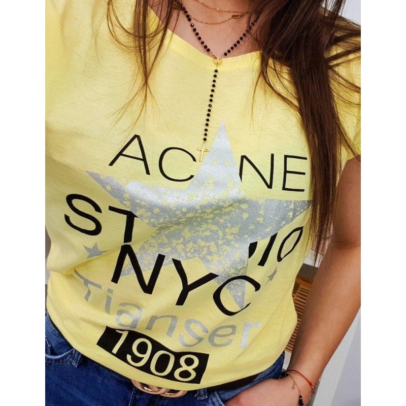 Tričko s potlačou STAR (ry0870) - citrónové