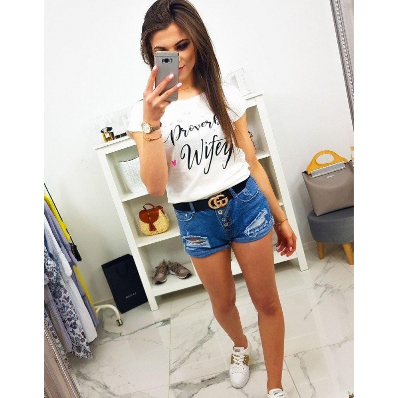 Trendy tričko s potlačou (ry1075) - smotanové