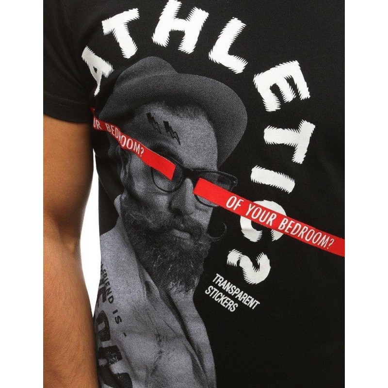 Pánske čierne tričko s krátkym rukávom (rx3509)