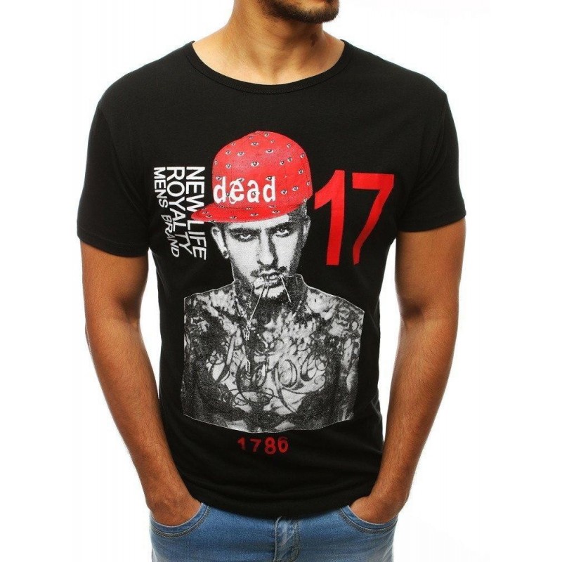 Moderné pánske tričko s potlačou (rx3514) - čierne