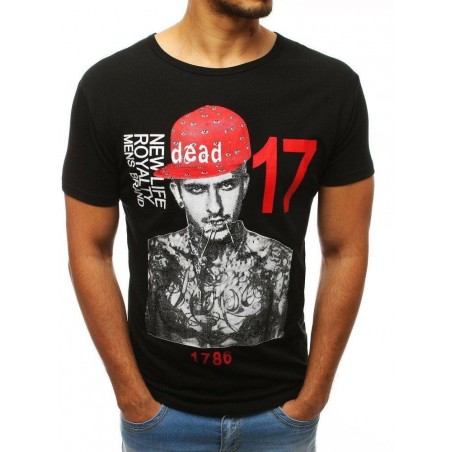 Moderné pánske tričko s potlačou (rx3514) - čierne