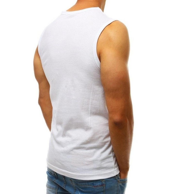 Pánske tričko bez rukávov s potlačou (rx3638) - biele