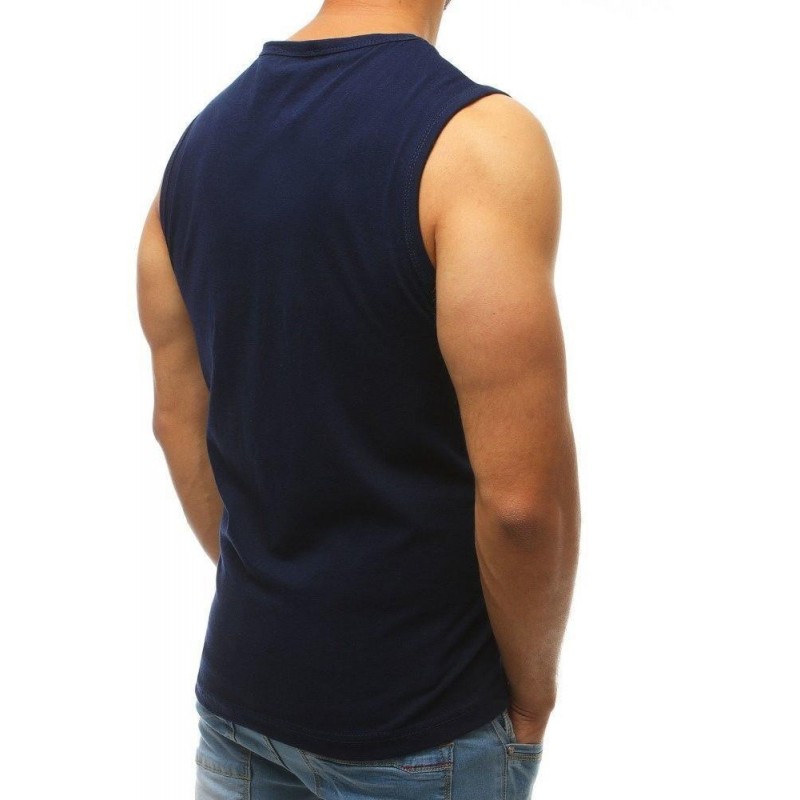 Štýlové pánske tričko bez rukávov (rx3653) - tmavomodré
