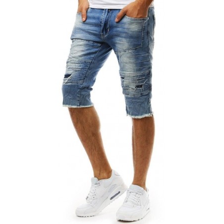 Potrhané rifľové kraťasy pre pánov (sx0921) - modré