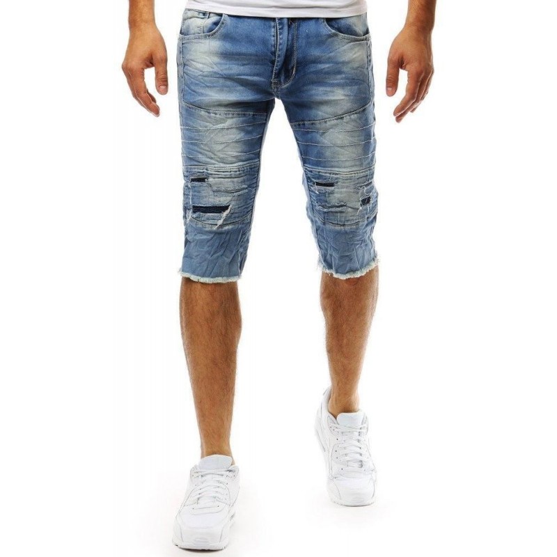 Potrhané rifľové kraťasy pre pánov (sx0921) - modré