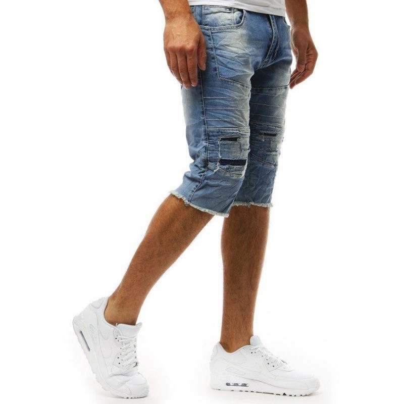 Potrhané rifľové kraťasy pre pánov (sx0921) - modré