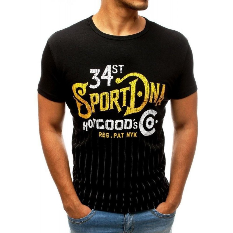 Moderné pánske tričko s potlačou (rx3532) - čierne