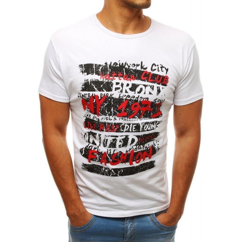 Pánske zaujímavé biele tričko (rx3538)