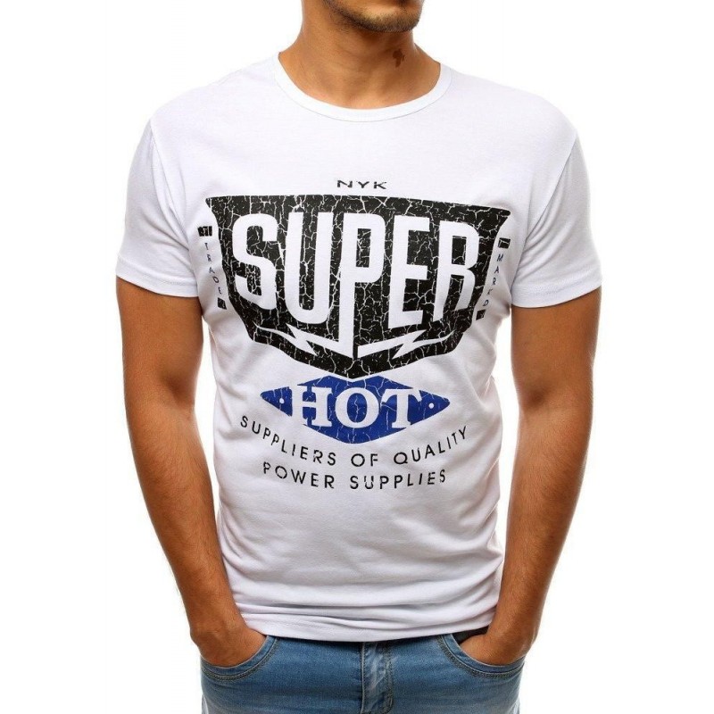 Pánske tričko s výraznou potlačou (rx3520) - biele