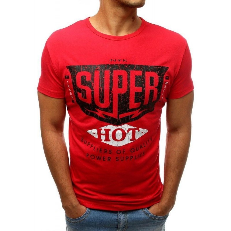 Pánske tričko s výraznou potlačou (rx3521) - červené