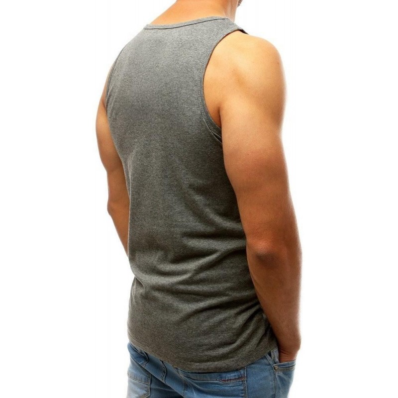 Pánske tričko s potlačou bez rukávov (rx3704) - antracitové