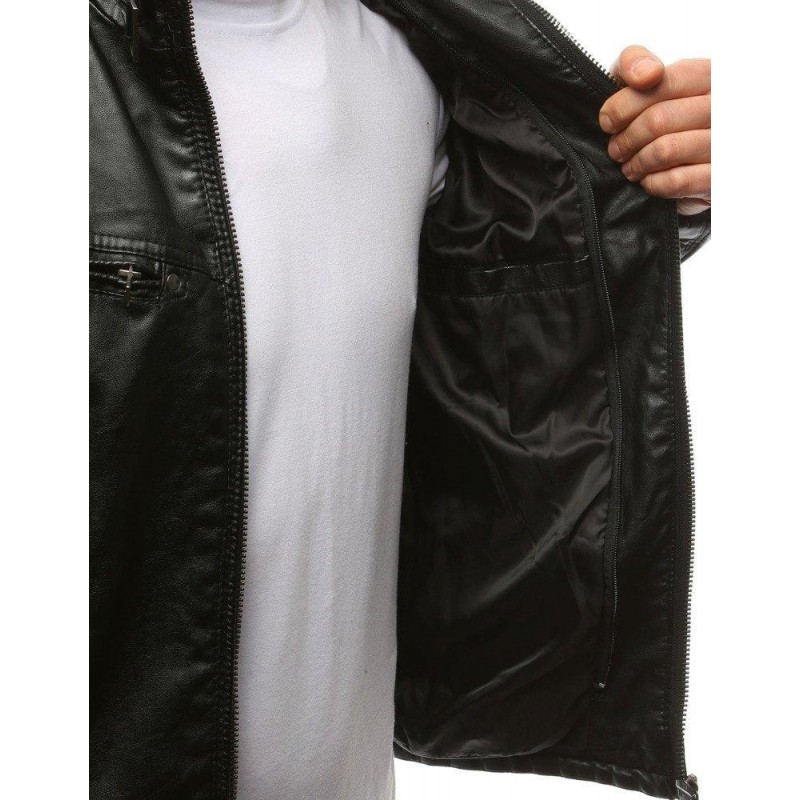 Kožená pánska bunda (tx1660) - čierna