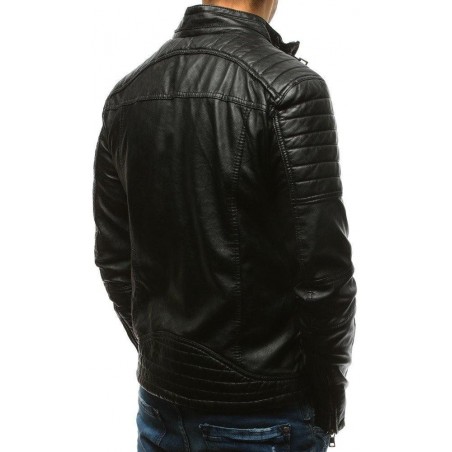 Kožená pánska bunda (tx1660) - čierna