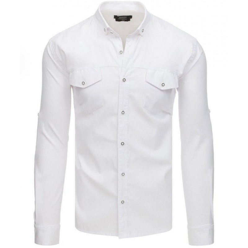 Pánska casual košeľa s dlhým rukávom (dx1753) - biele