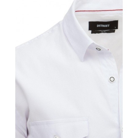 Biela pánska košeľa s dlhým rukávom (dx1759)