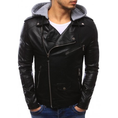 Pánska kožená bunda (tx2090) - čierna "XXL"