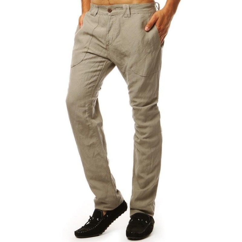 Pánske casual nohavice (ux1900) - tmavobéžové