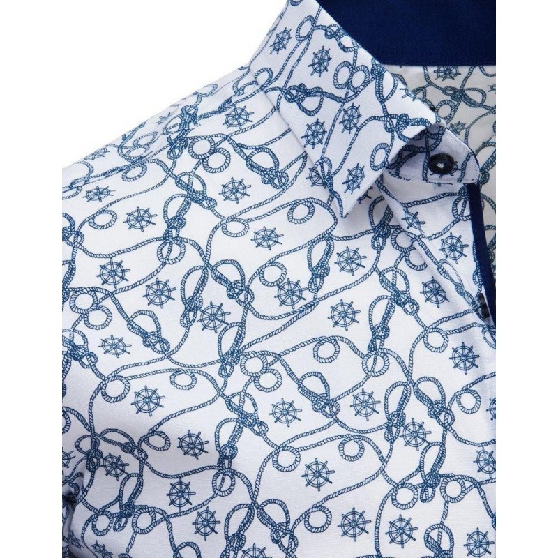 Pánska vzorovaná košeľa s krátkym rukávom (kx0905) - biela, veľ. M